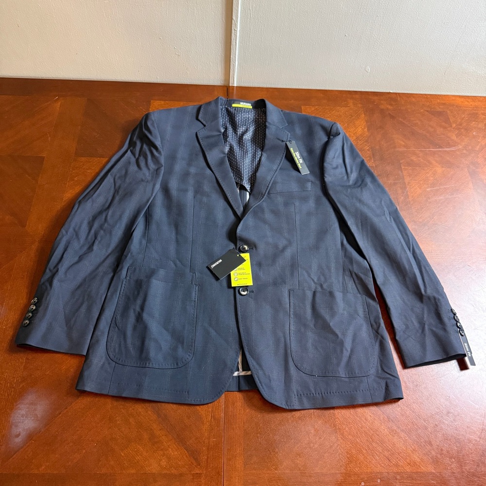 Murano Performance Slim Fit Navy Merino Wool Blazer Sport Coat XL